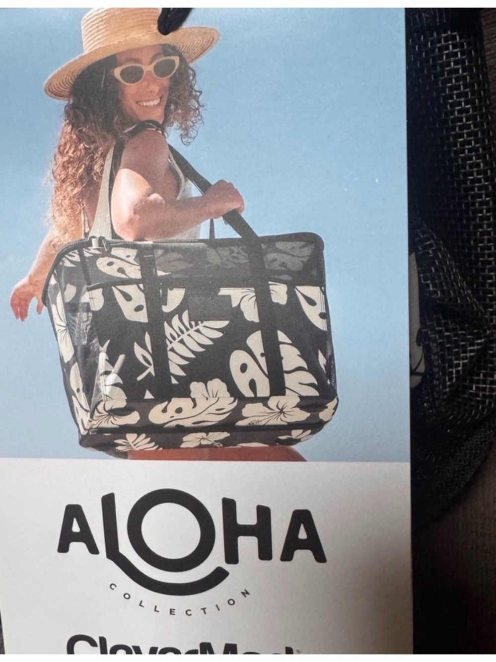 ALOHA Collection Black and White Tropical Leaf Tote